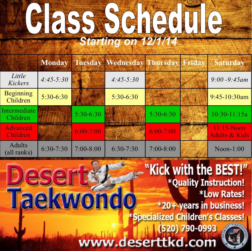 2014 NEW schedule COLOR Sparring class advanced kids